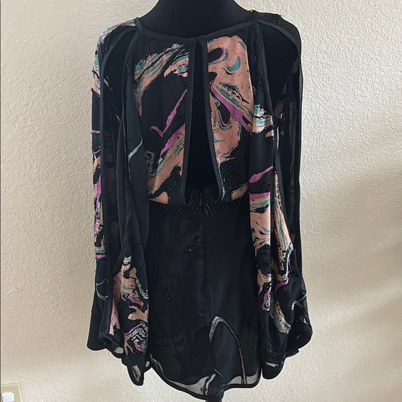 $250 Free People Florence Burnout Cold Shoulder Batwing Sequence Beaded Dress - Picture 6 of 10